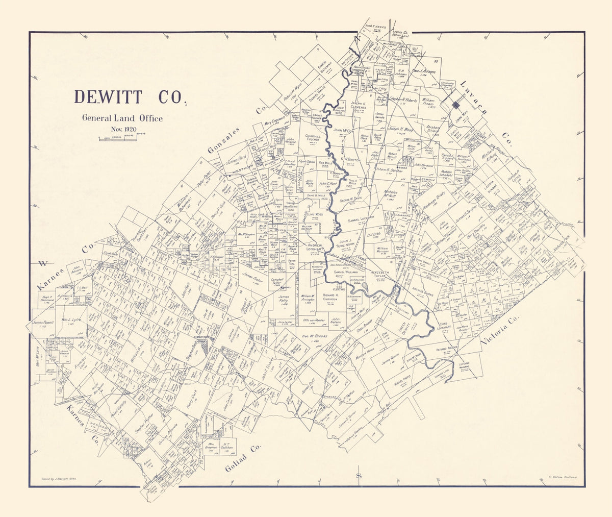 Preview of Vintage Map of DeWitt County, Texas 1920