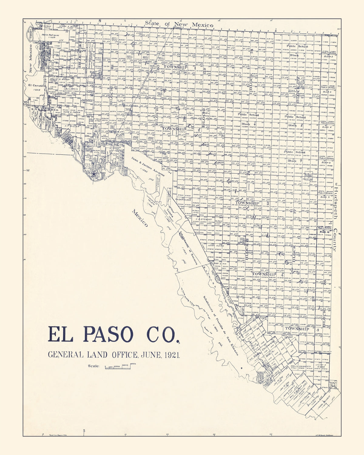 Preview of Vintage Map of El Paso County, Texas 1921