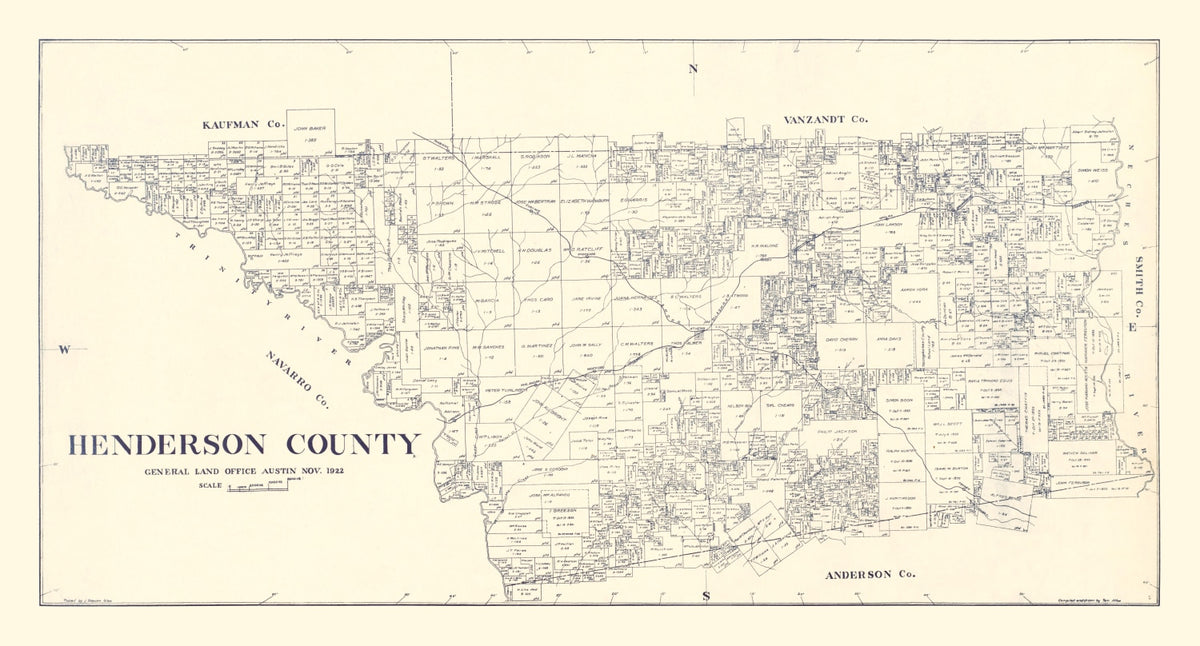 Preview of Vintage Map of Henderson County, Texas 1922