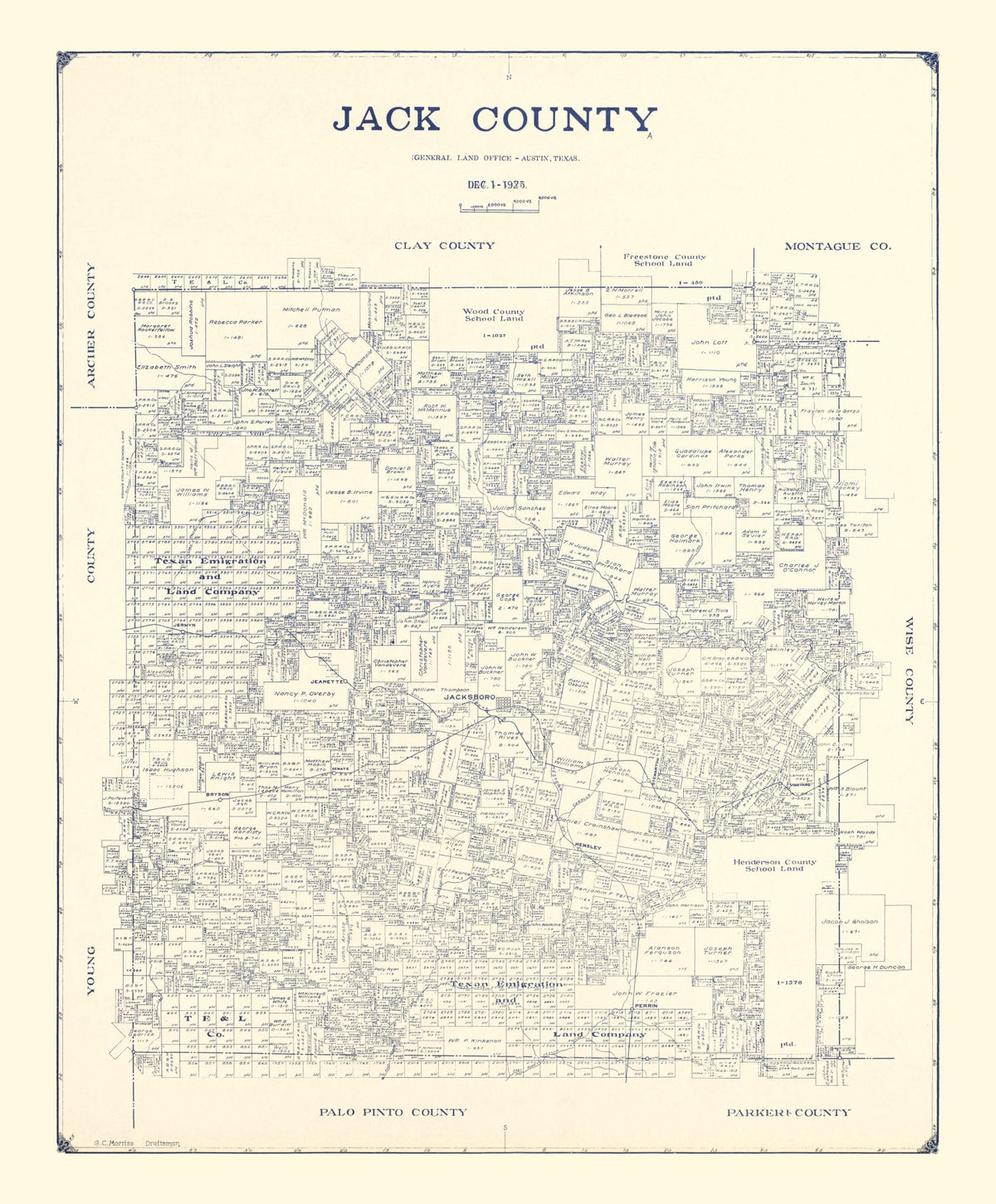 Preview of Vintage Map of Jack County, Texas 1925