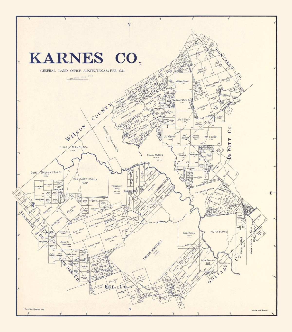 Preview of Vintage Map of Karnes County, Texas 1921