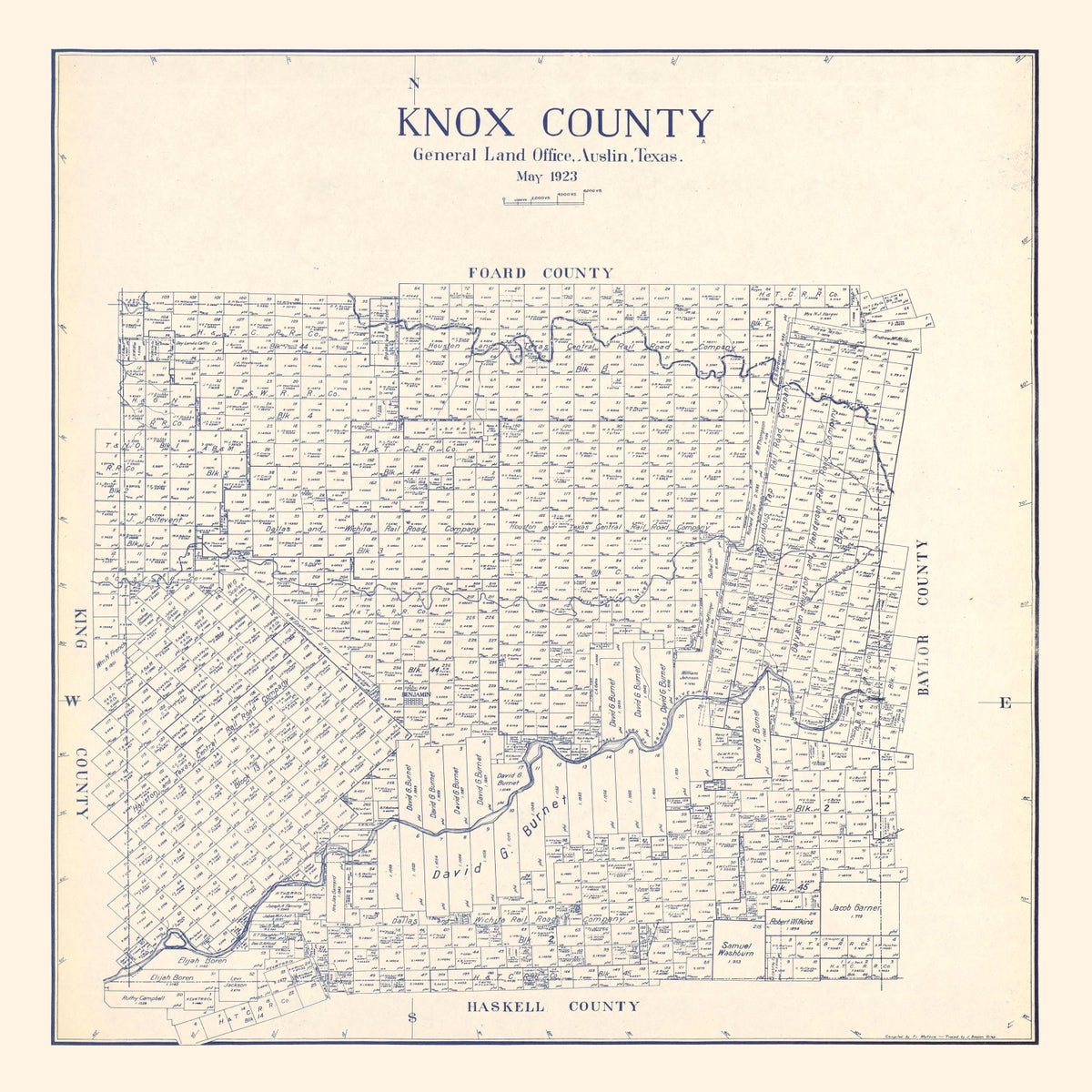 Preview of Vintage Map of Knox County, Texas 1923