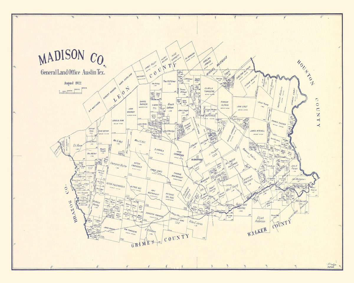 Preview of Vintage Map of Madison County, Texas 1922