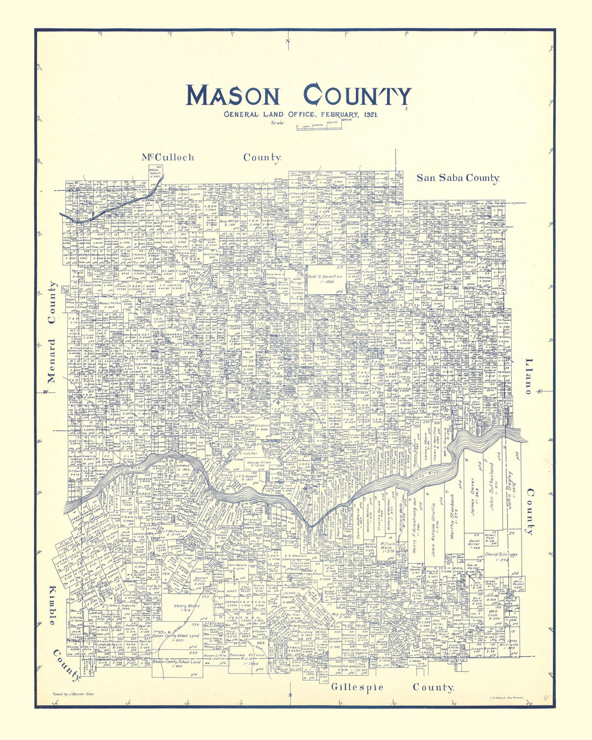 Preview of Vintage Map of Mason County, Texas 1921