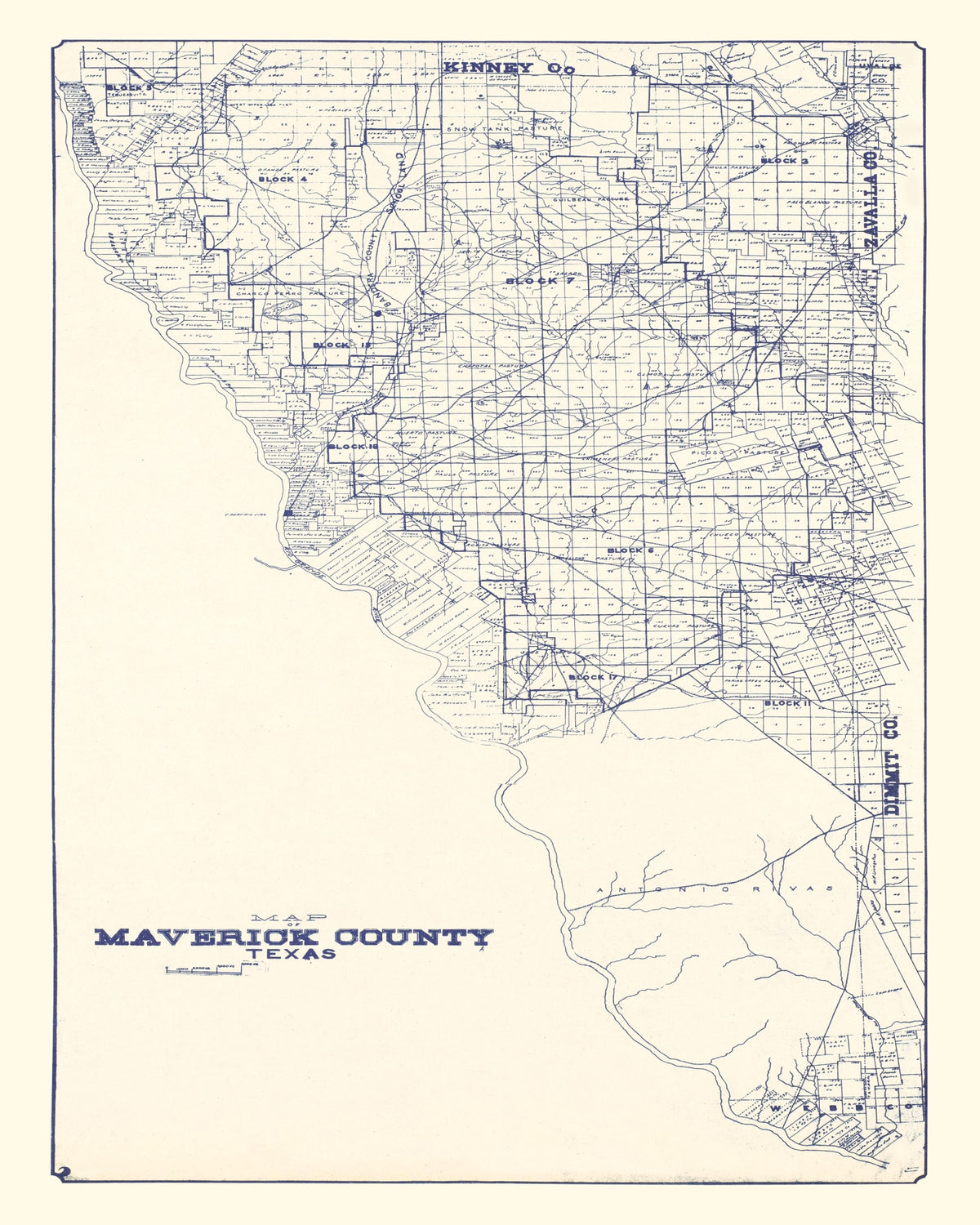 Preview of Vintage Map of Maverick County, Texas 1927