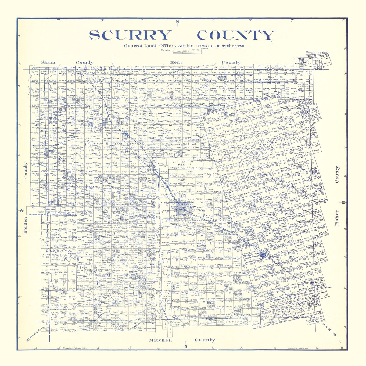 Preview of Vintage Map of Scurry County, Texas 1921