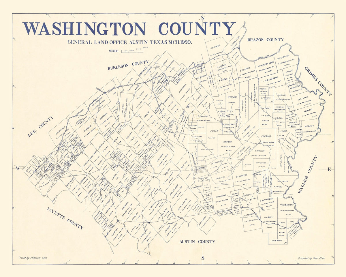Preview of Vintage Map of Washington County, Texas 1920