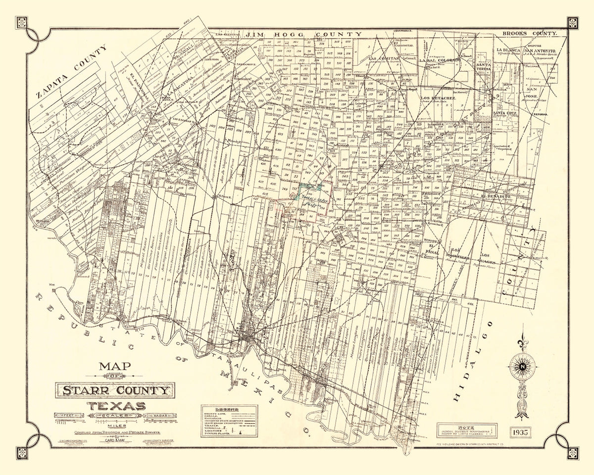 Preview of Vintage Map of Starr County, Texas 1935