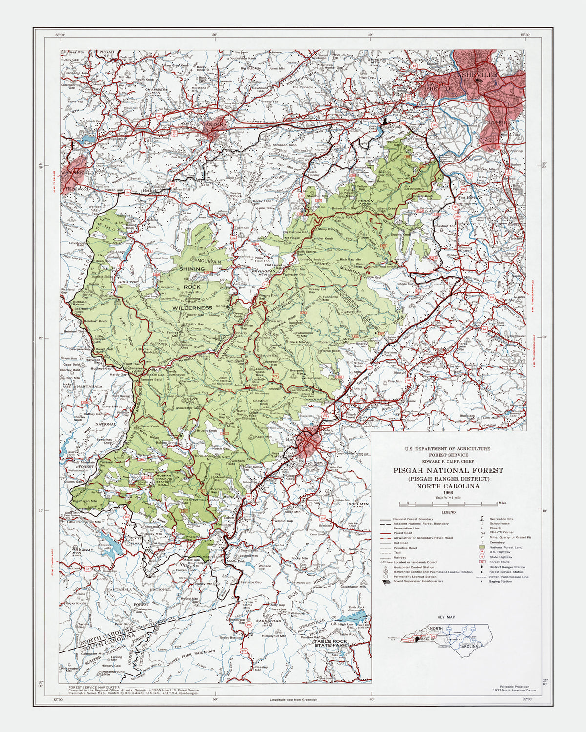 Preview of Vintage Pisgah National Forest Map 1966