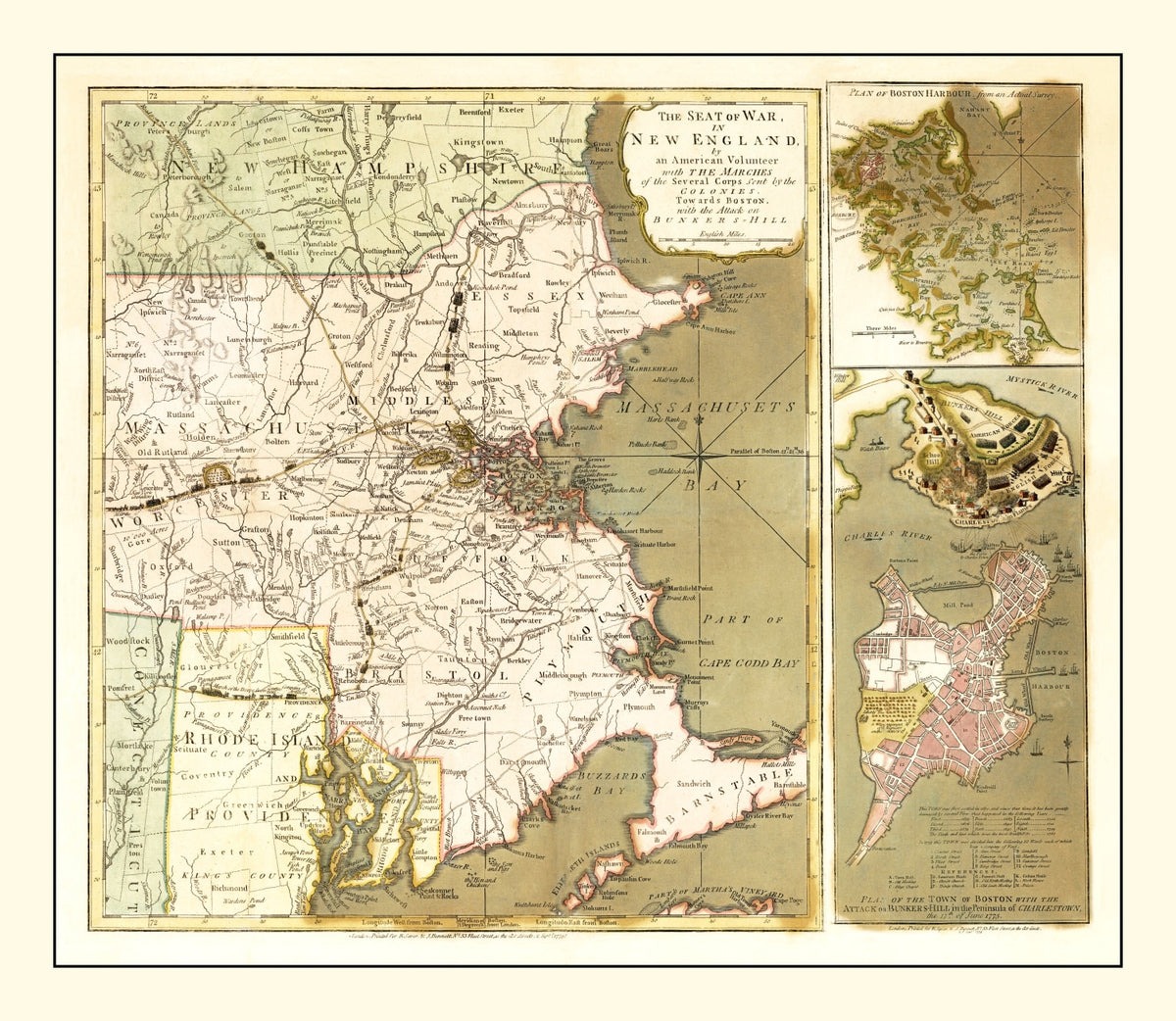 Preview of Vintage Map of the Seat of War in New England 1775