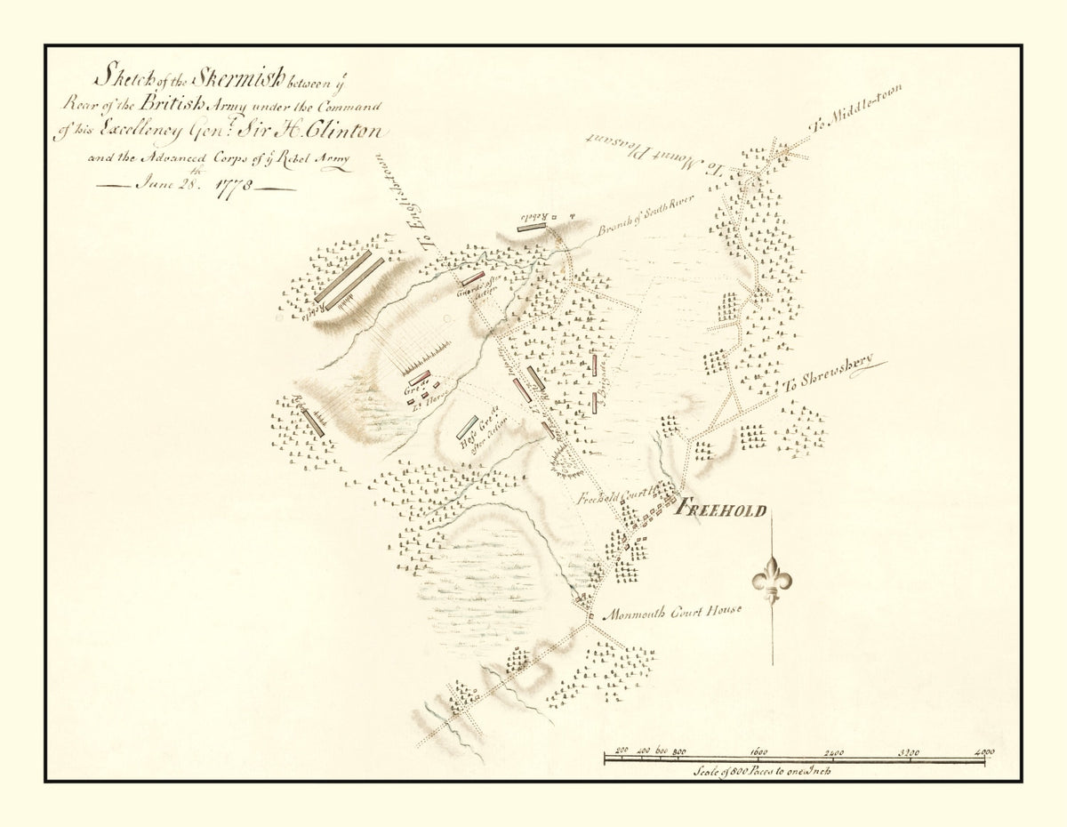 Preview of Vintage Battle of Monmouth Map 1778