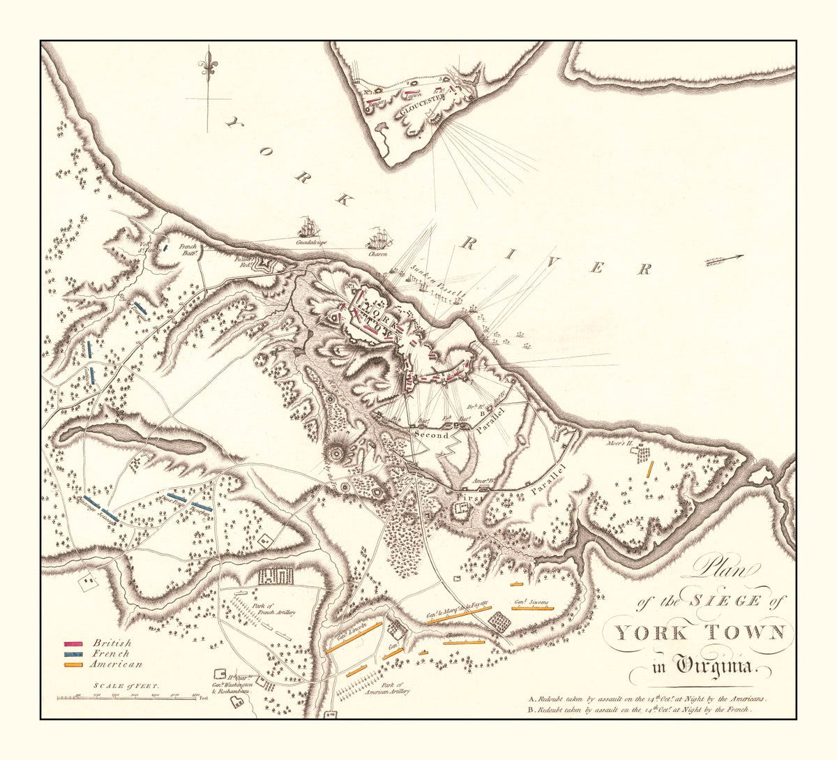 Preview of Vintage Siege of Yorktown Map 1787