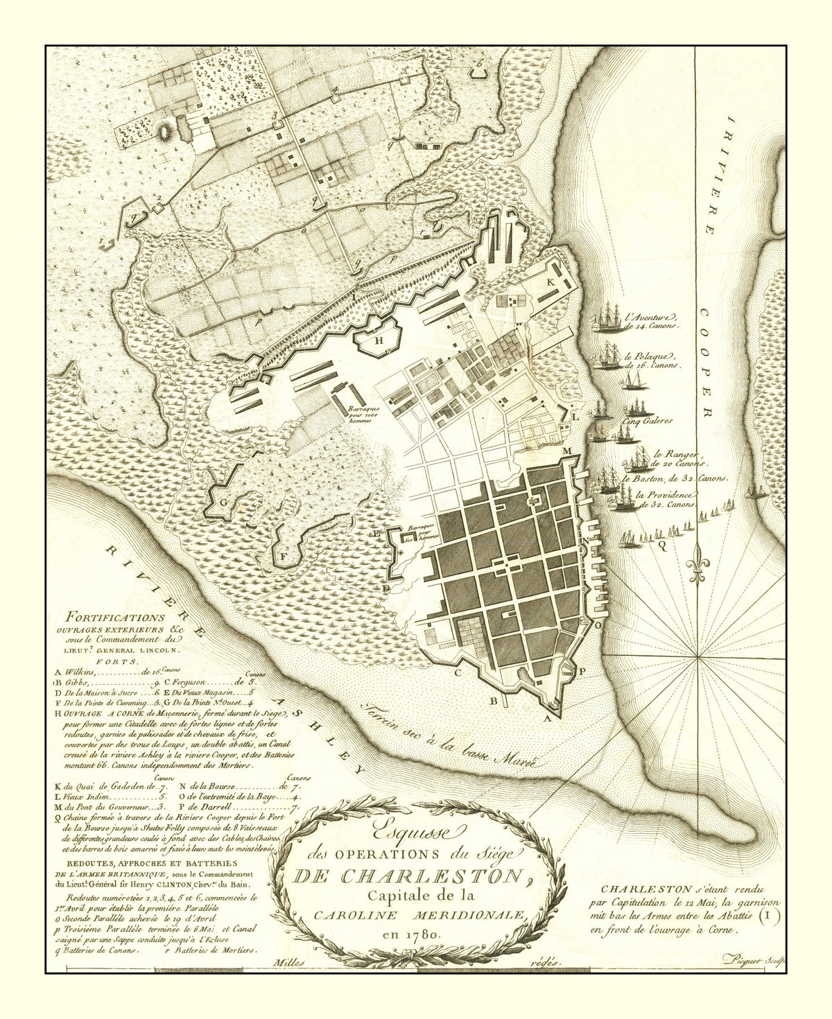 Preview of Vintage Siege of Charleston Map 1787