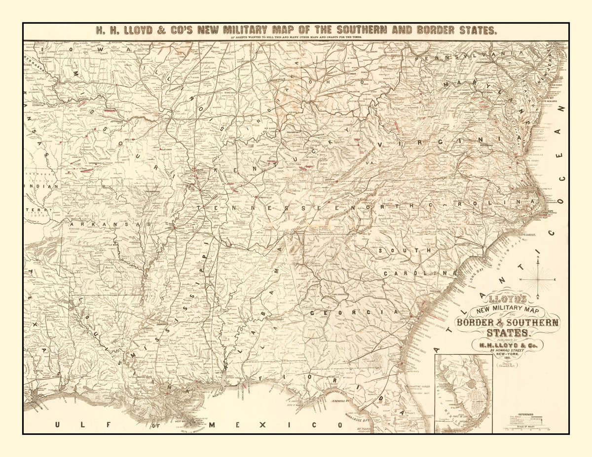 Preview of Vintage Military Map of the Southern United States 1861