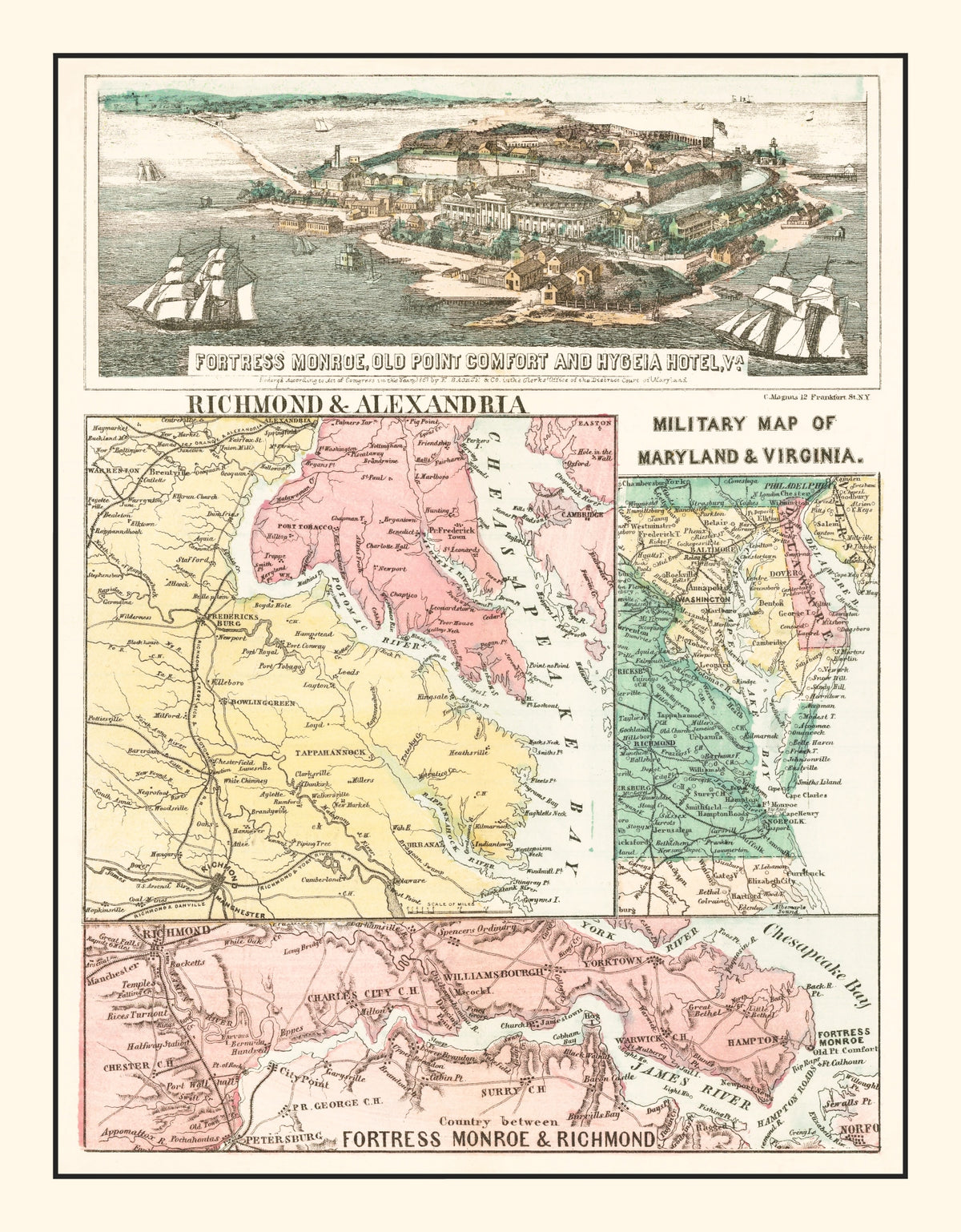 Preview of Vintage Fortress Monroe Map 1861