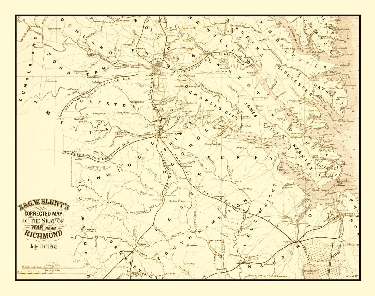 Preview of Vintage Seat of War Near Richmond, VA Map 1862