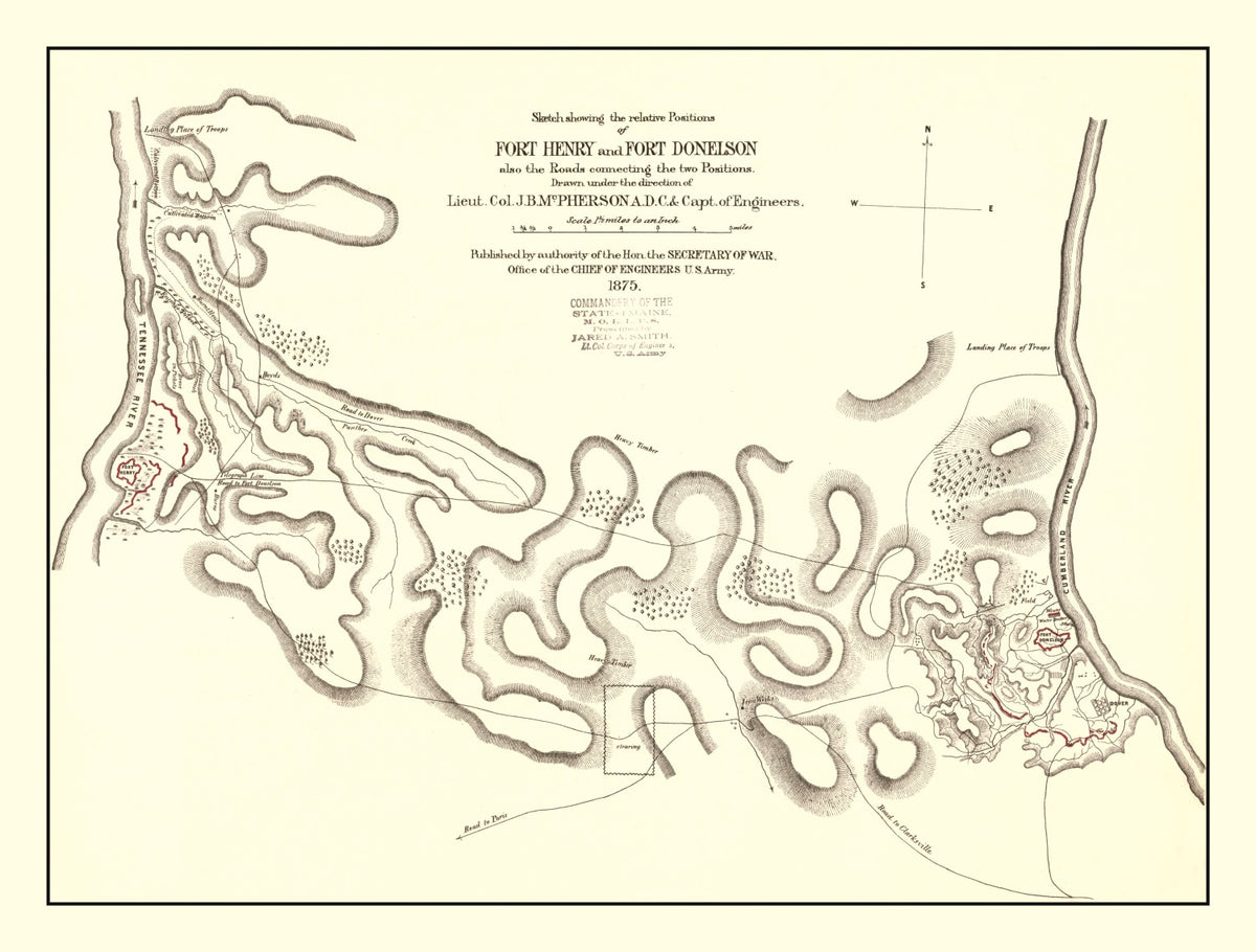 Preview of Vintage Fort Henry & Fort Donelson Map 1875