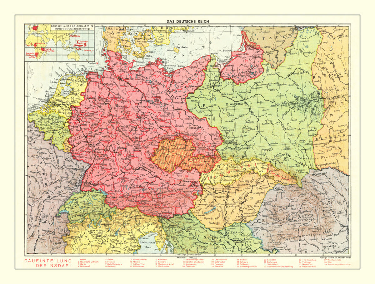 Preview of Vintage World War II Map of the German Empire 1939