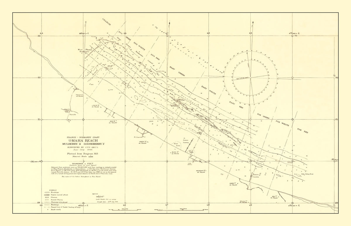 Preview of Vintage Omaha Beach World War II Map 1944