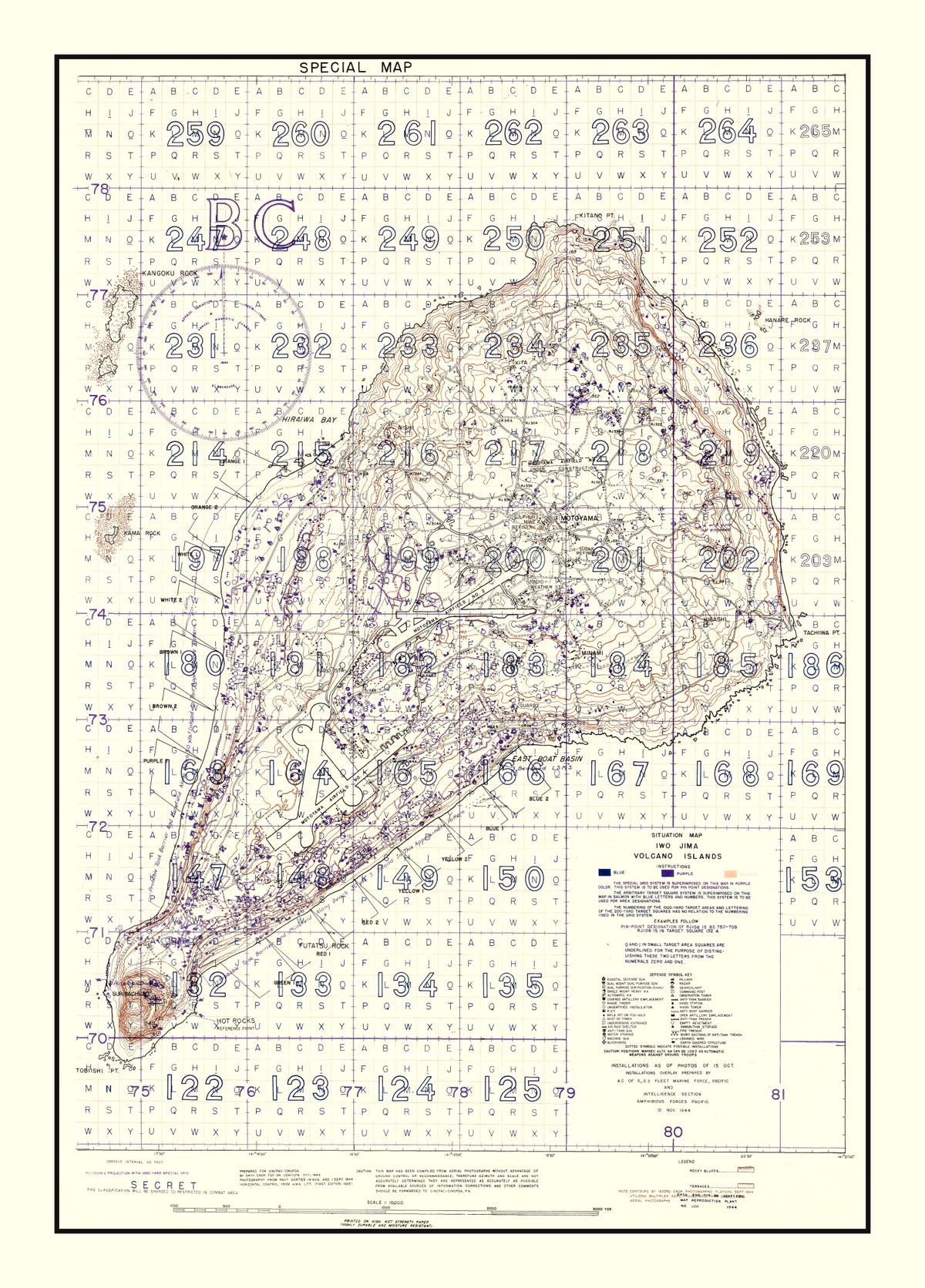 Preview of Vintage Iwo Jima World War II Volcano Islands Map 1944