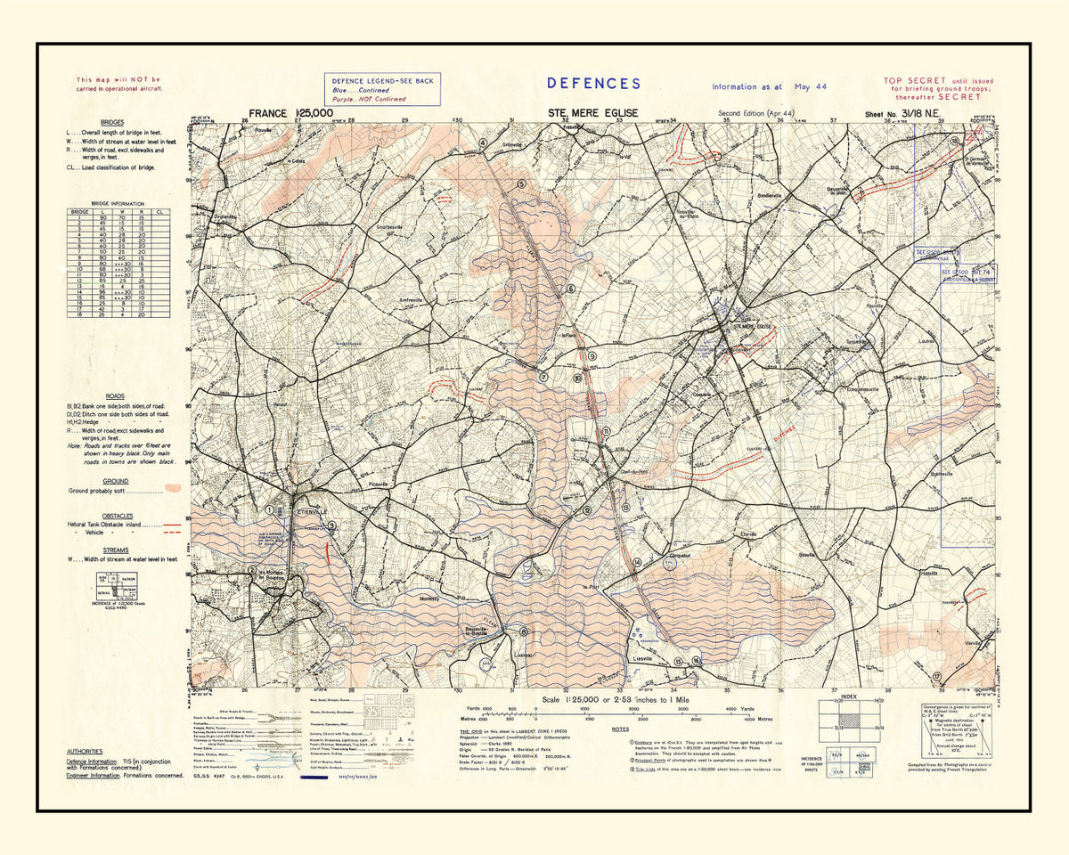 Preview of Vintage D-Day World War II Map 1944