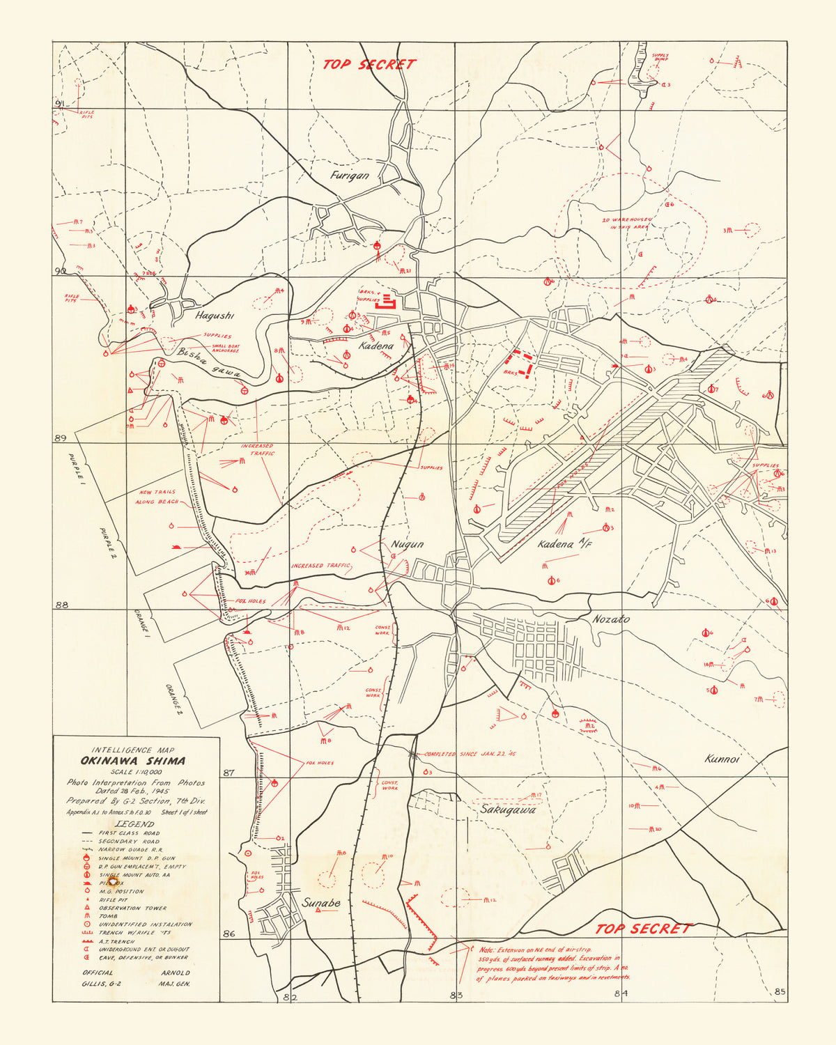 Preview of Vintage Okinawa Intelligence Map 1945