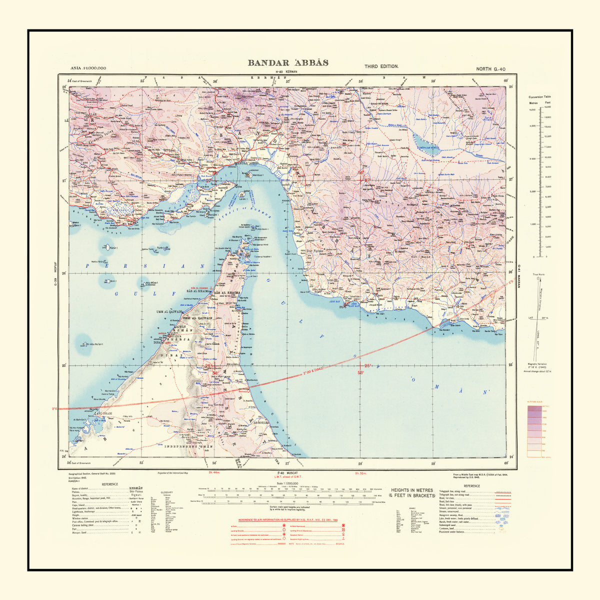 Preview of Vintage Bandar Abbas Strait of Hormuz Map 1945