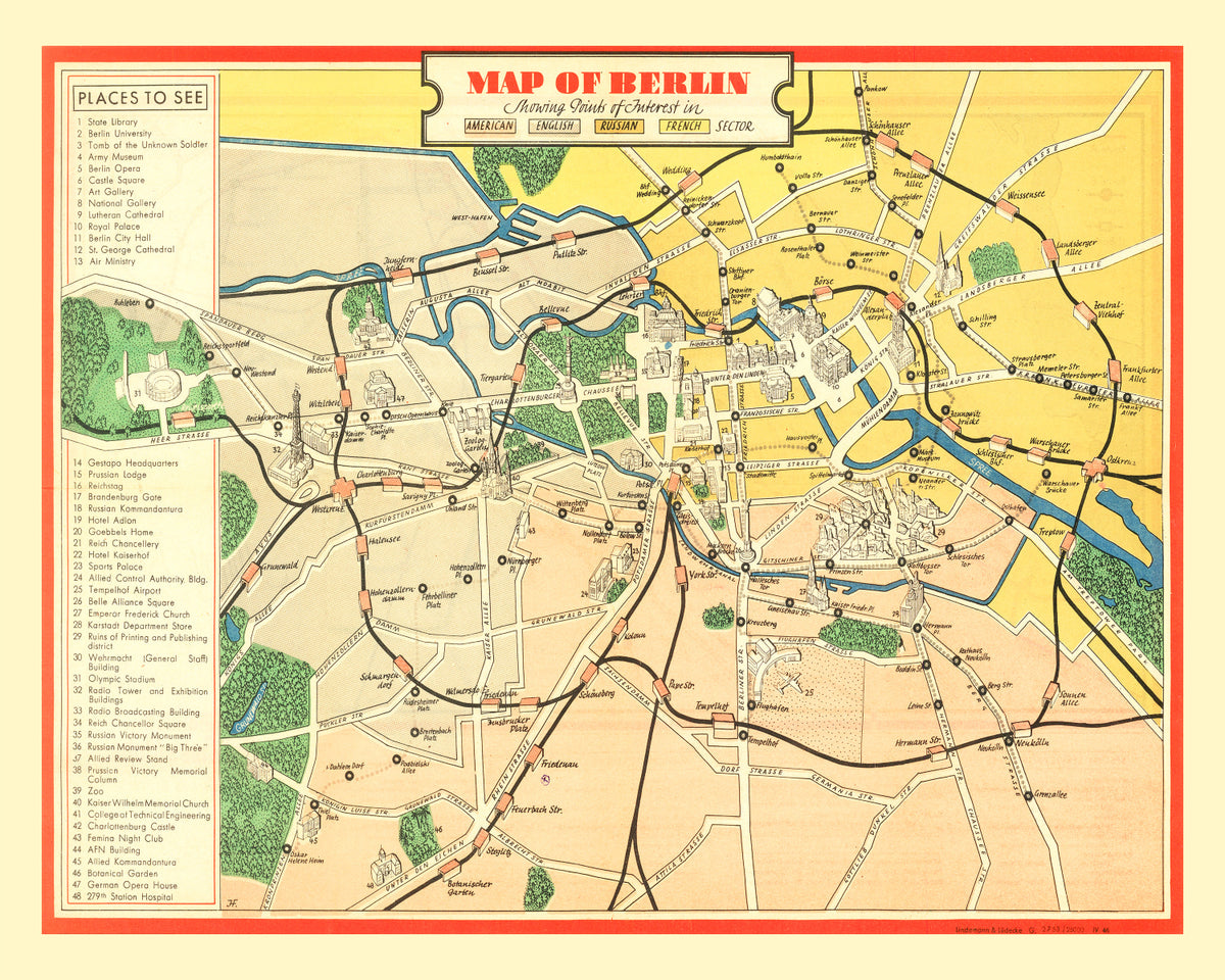 Preview of Vintage Map of Berlin, Germany 1945