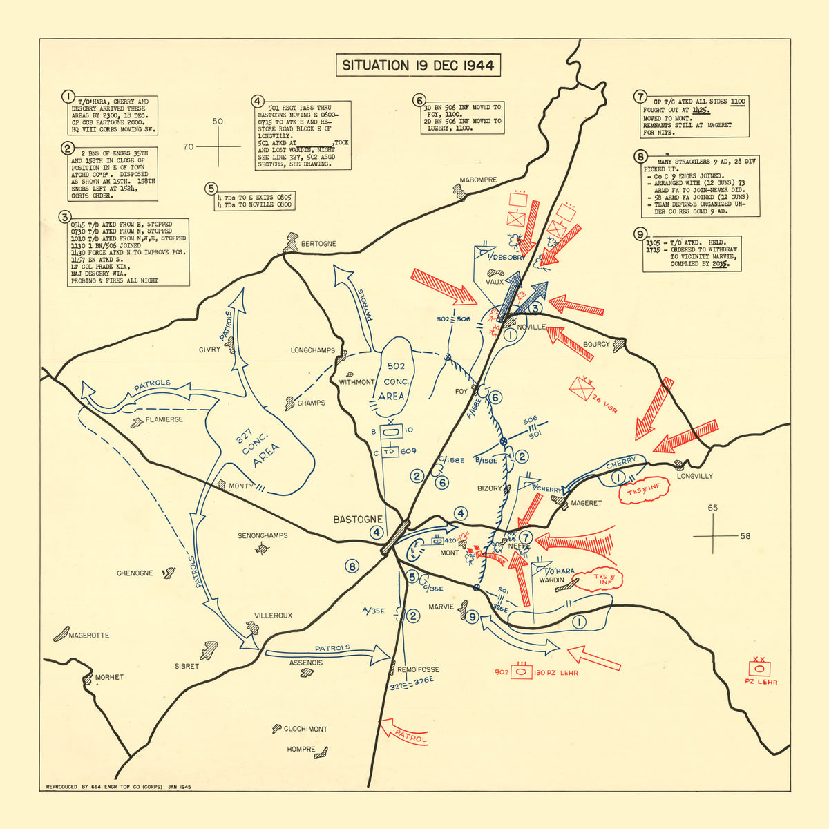 Preview of Vintage Battle of Bastogne Map 1944