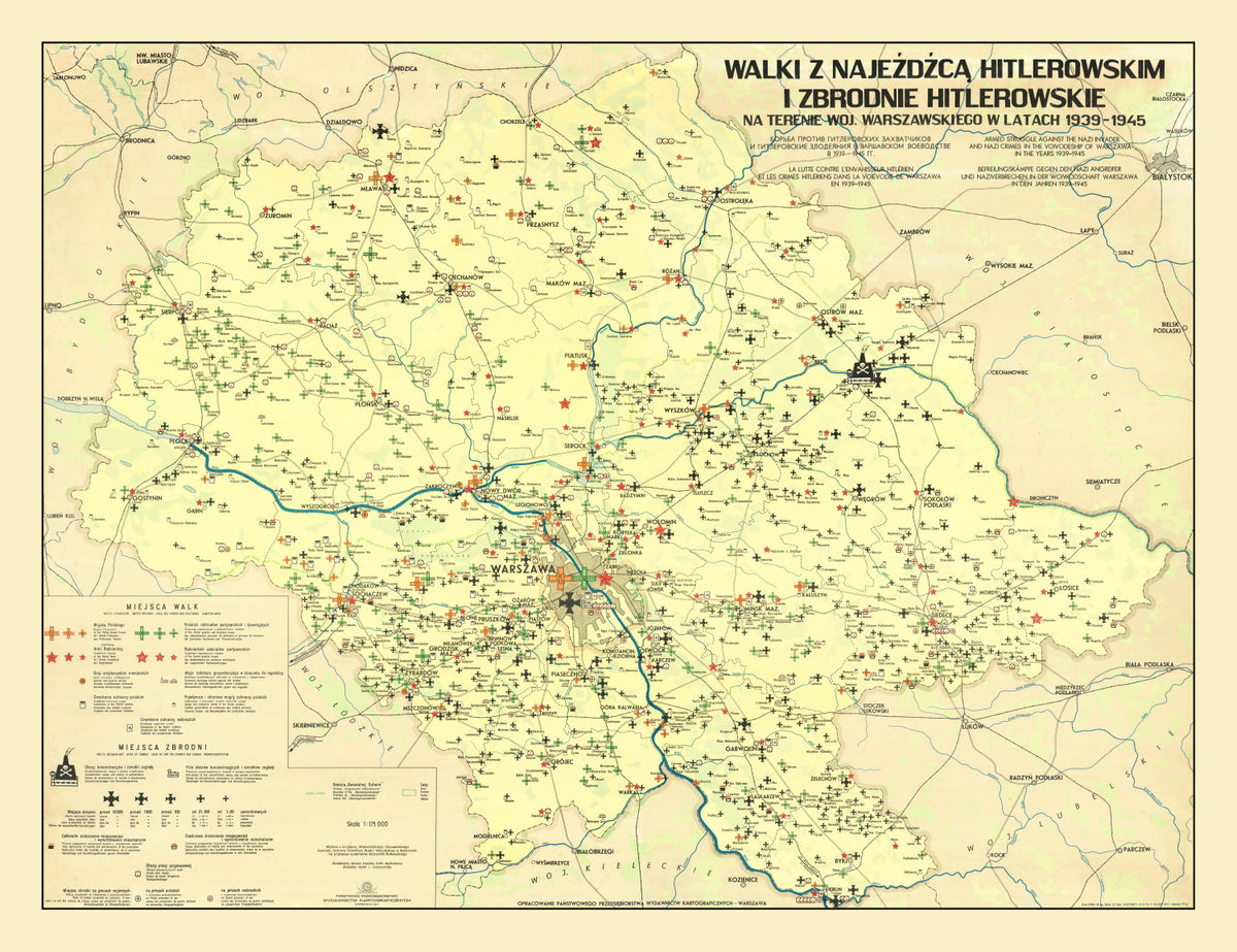 Preview of Vintage Warsaw Poland Nazi Invasion Map 1945