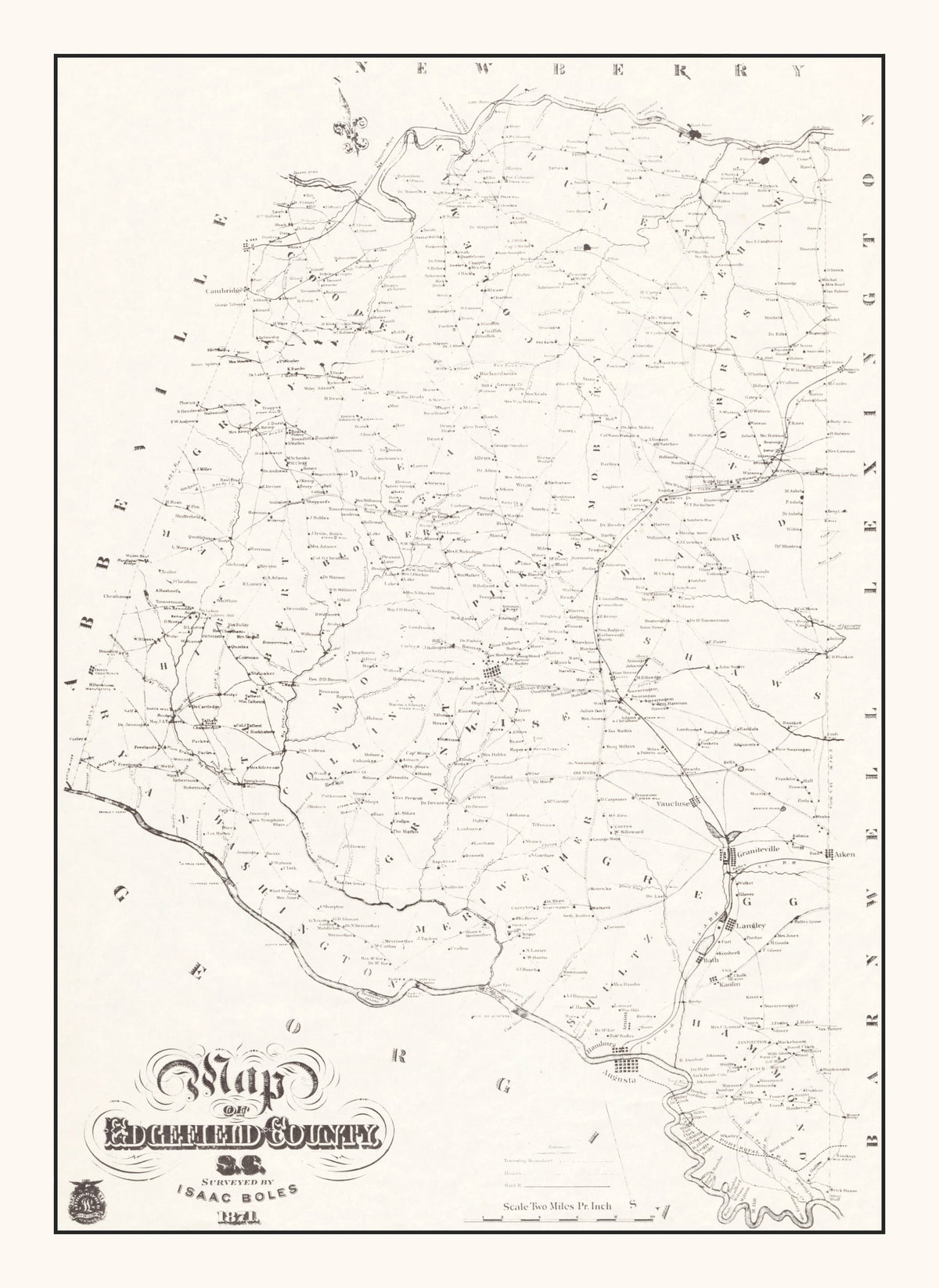 Preview of Vintage Map of Edgefield County, South Carolina 1871
