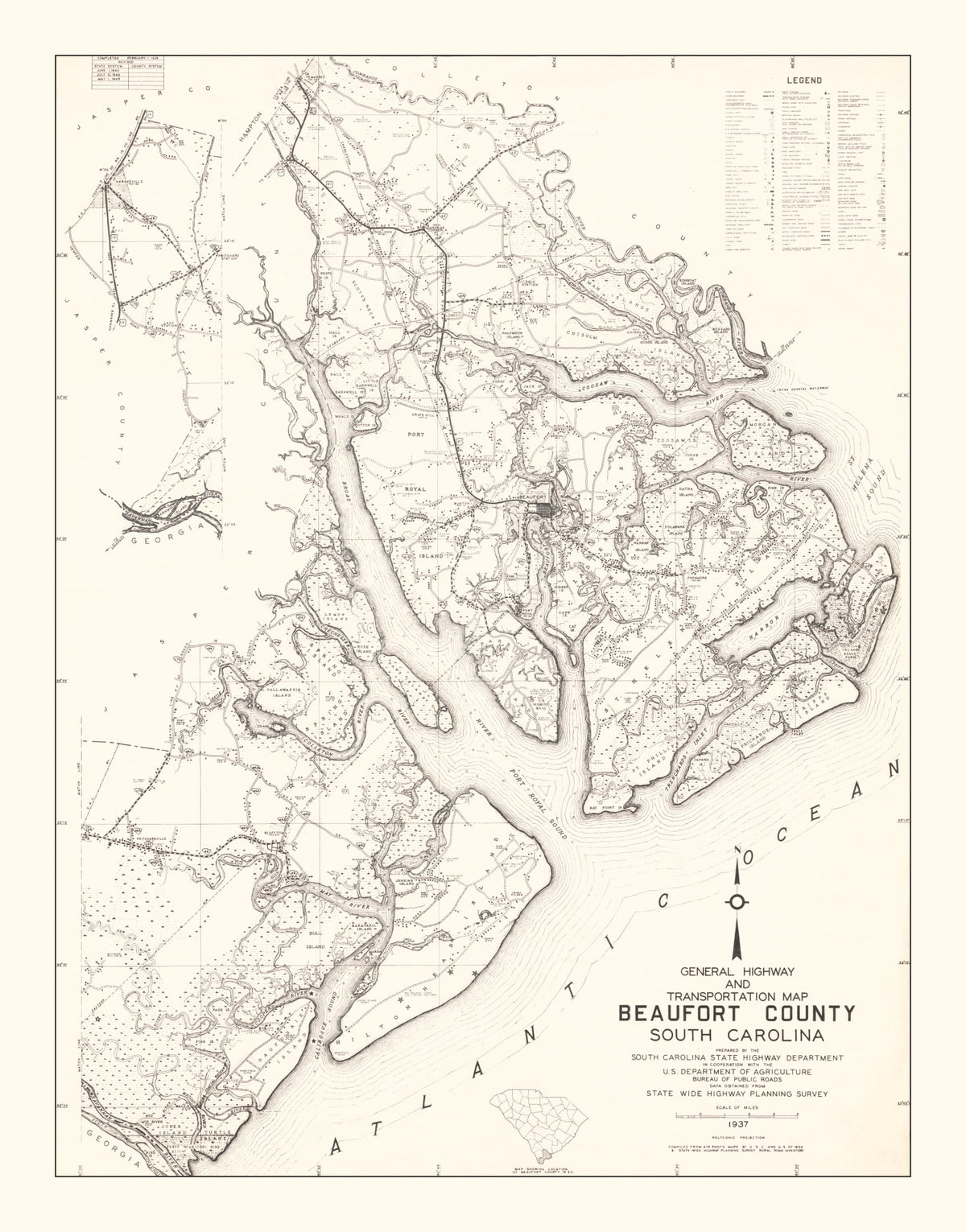 Preview of Vintage Map of Beaufort County, South Carolina 1938