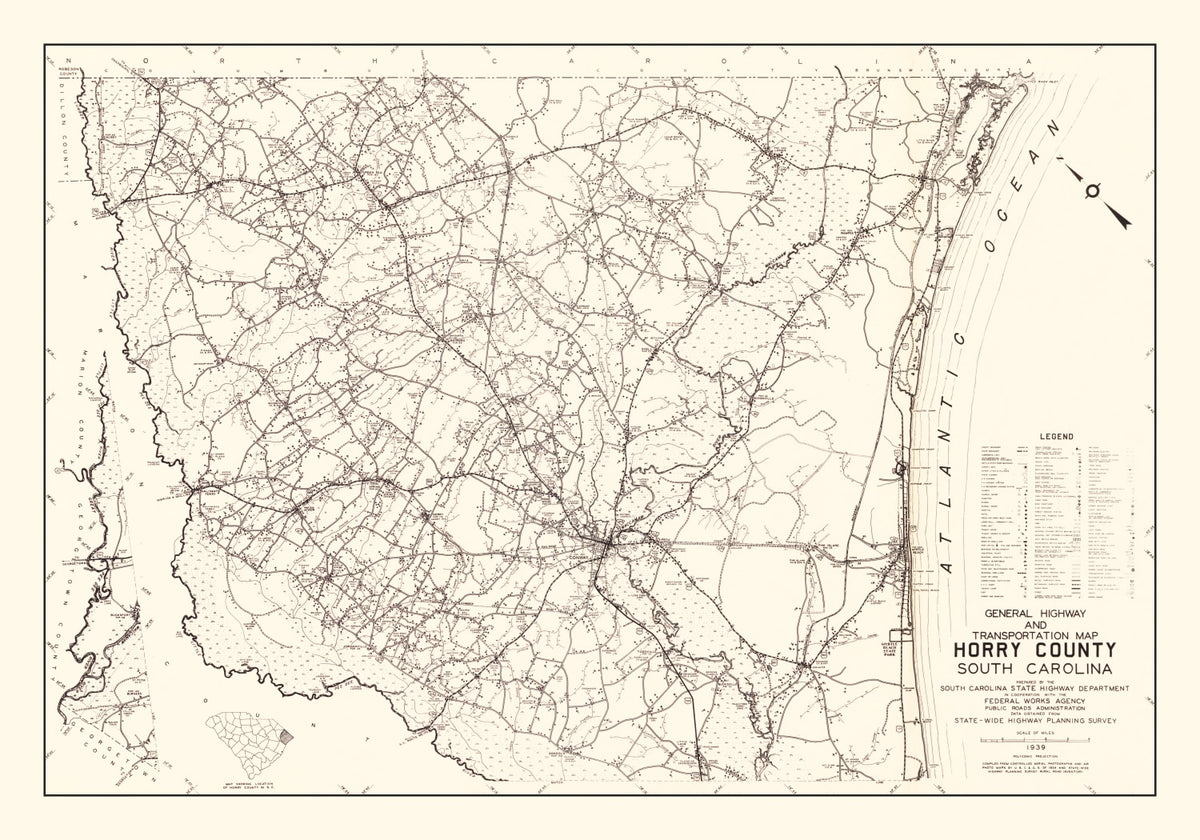 Preview of Vintage Map of Horry County, South Carolina 1939