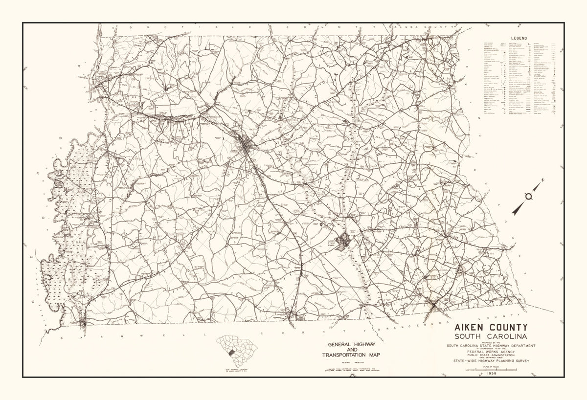 Preview of Vintage Map of Aiken County, South Carolina 1939