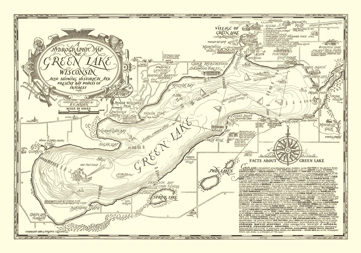 Preview of Vintage Green Lake, WI Map 1945