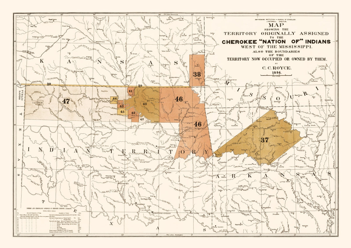 Preview of Vintage Cherokee Nation Map 1884