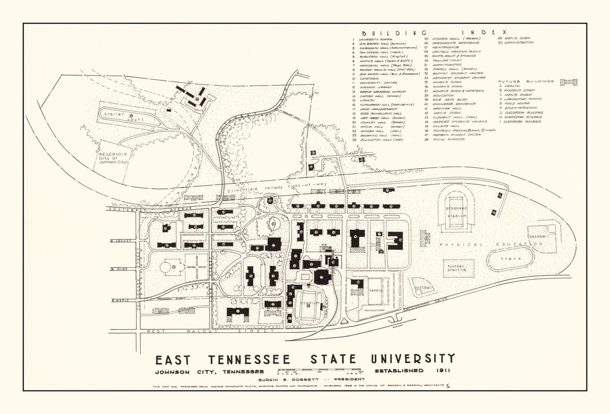 Preview of Vintage East Tennessee State University Map 1935