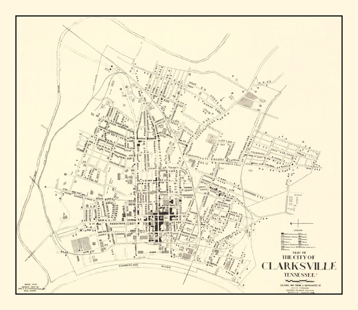 Preview of Vintage Map of Clarksville, Tennessee 1938