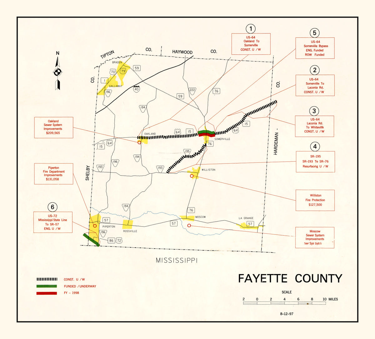 Preview of Vintage Map of Fayette County, Tennessee 1997