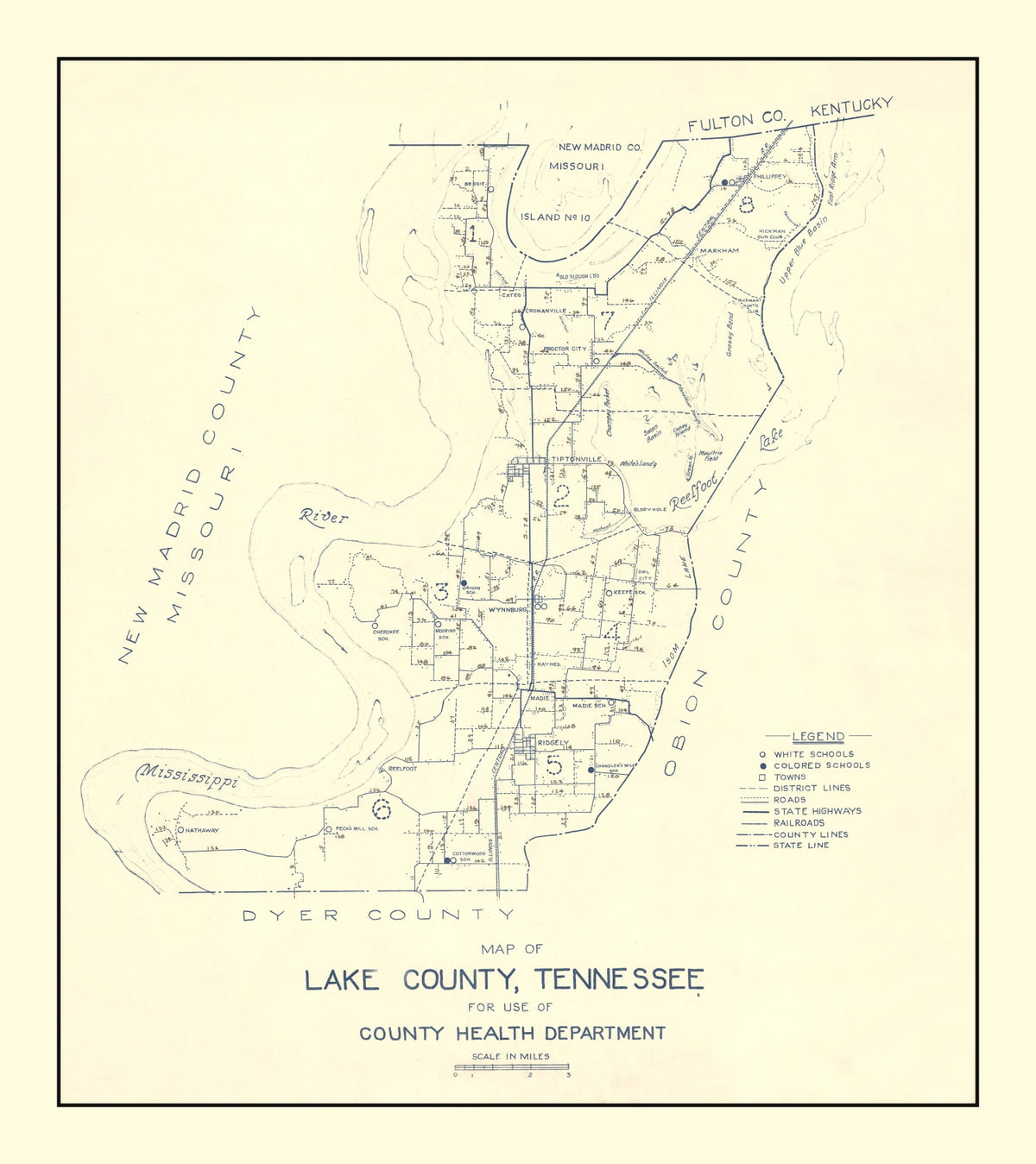 Preview of Vintage Map of Lake County, Tennessee 1930