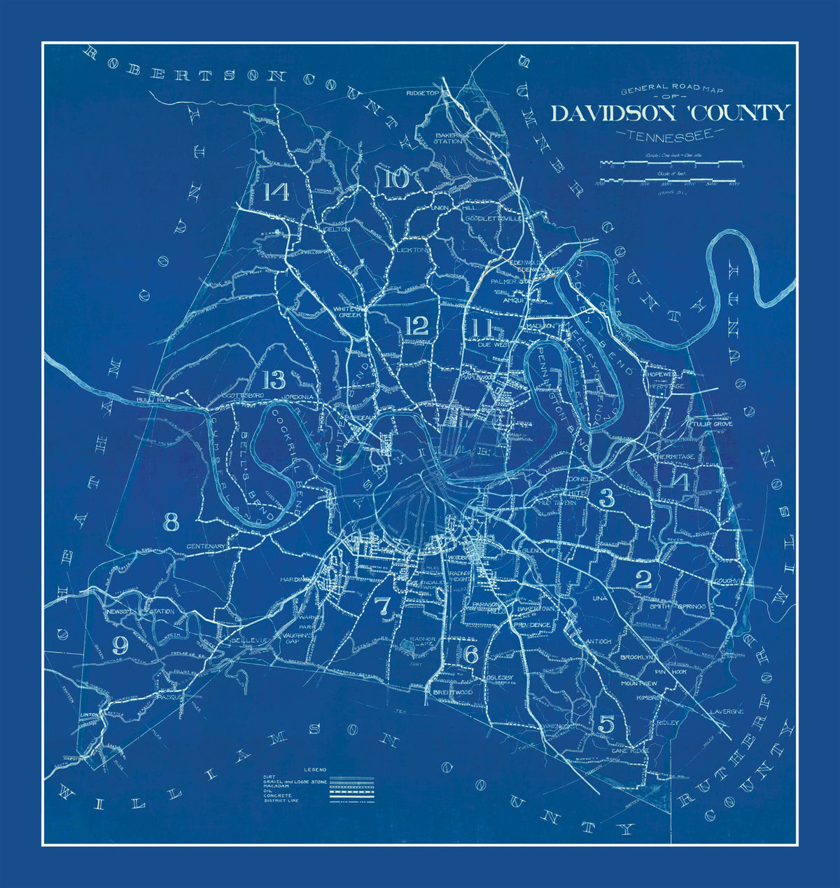 Preview of Vintage Map of Davidson County, Tennessee 1940
