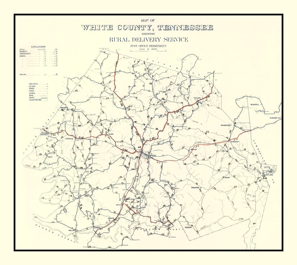 Preview of Vintage Map of White County, Tennessee 1936