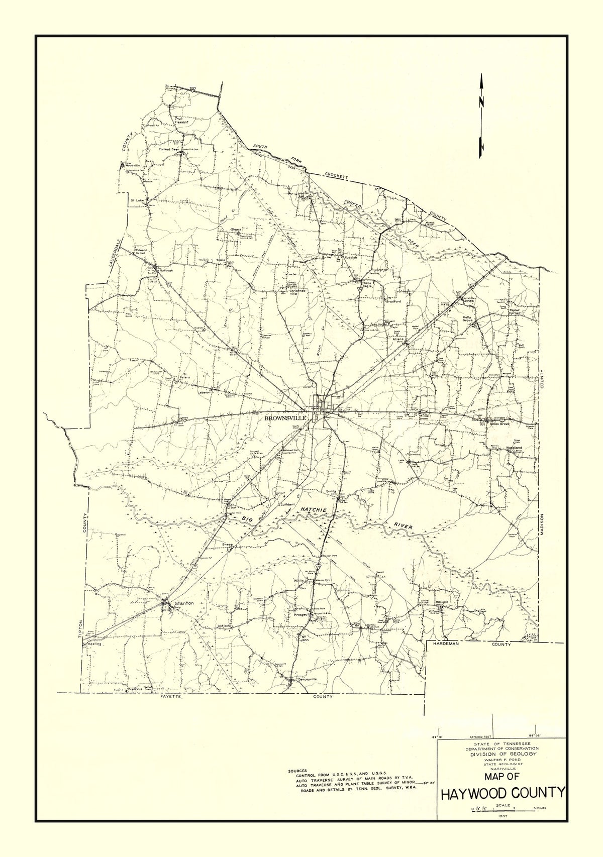 Preview of Vintage Map of Haywood County, Tennessee 1937