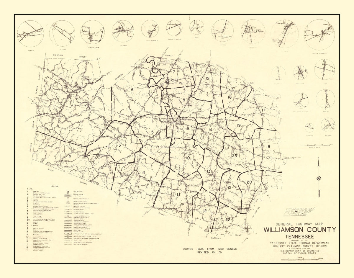 Preview of Vintage Map of Williamson County, Tennessee 1959