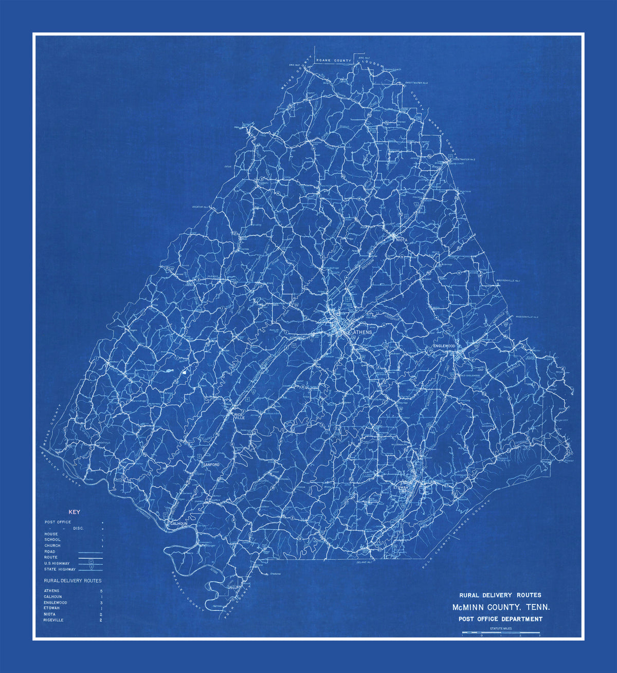 Preview of Vintage Map of McMinn County, Tennessee 1924