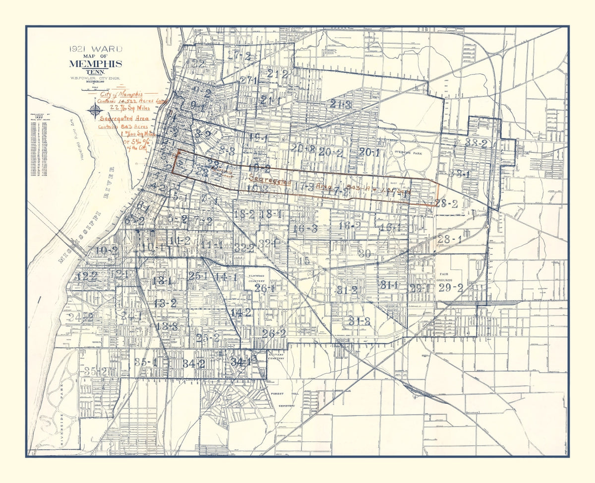 Preview of Vintage Map of Memphis, Tennessee 1919