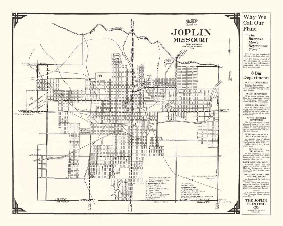 Preview of Vintage Map of Joplin, Missouri 1923