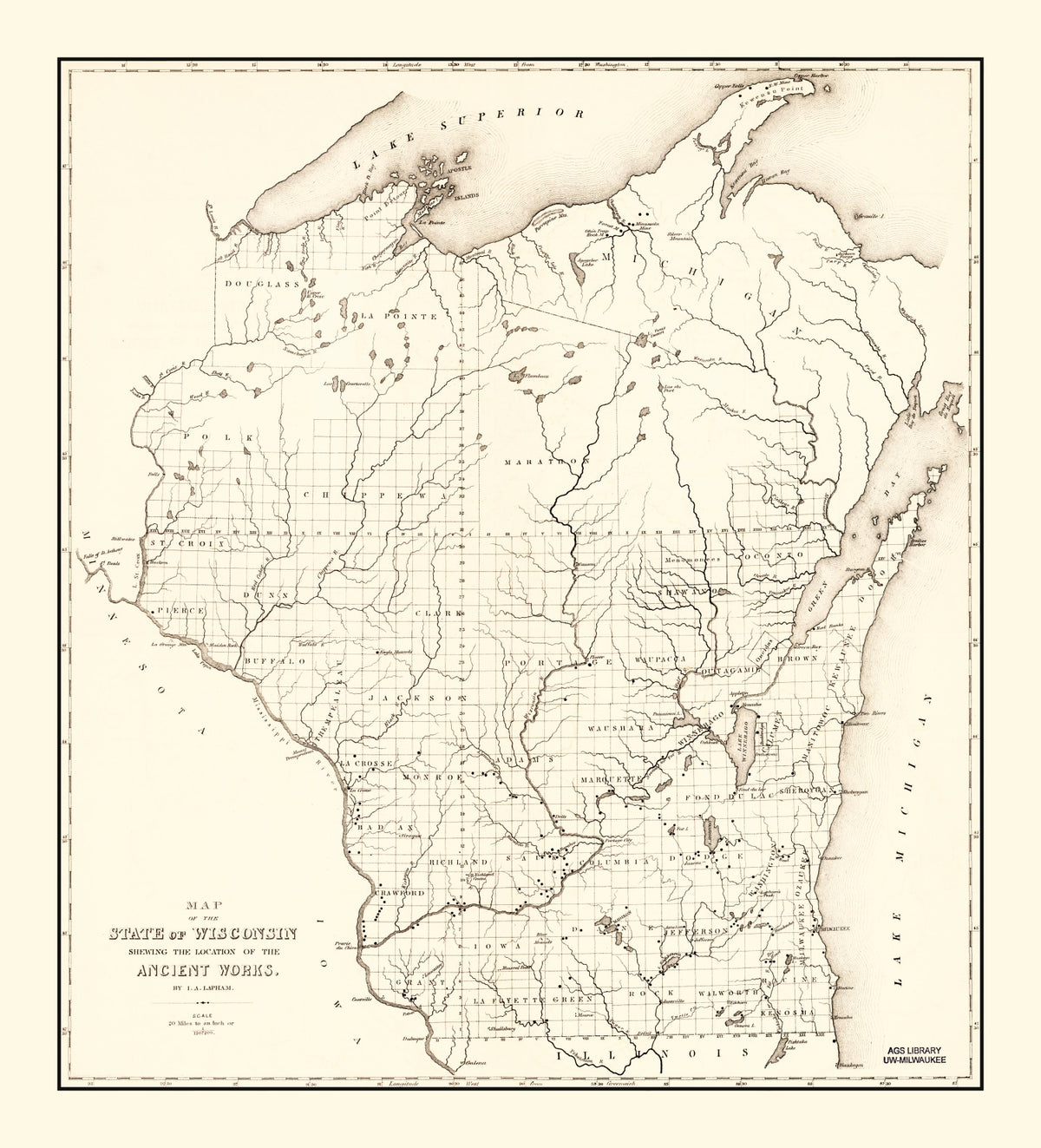 Preview of Vintage Map of Wisconsin 1855