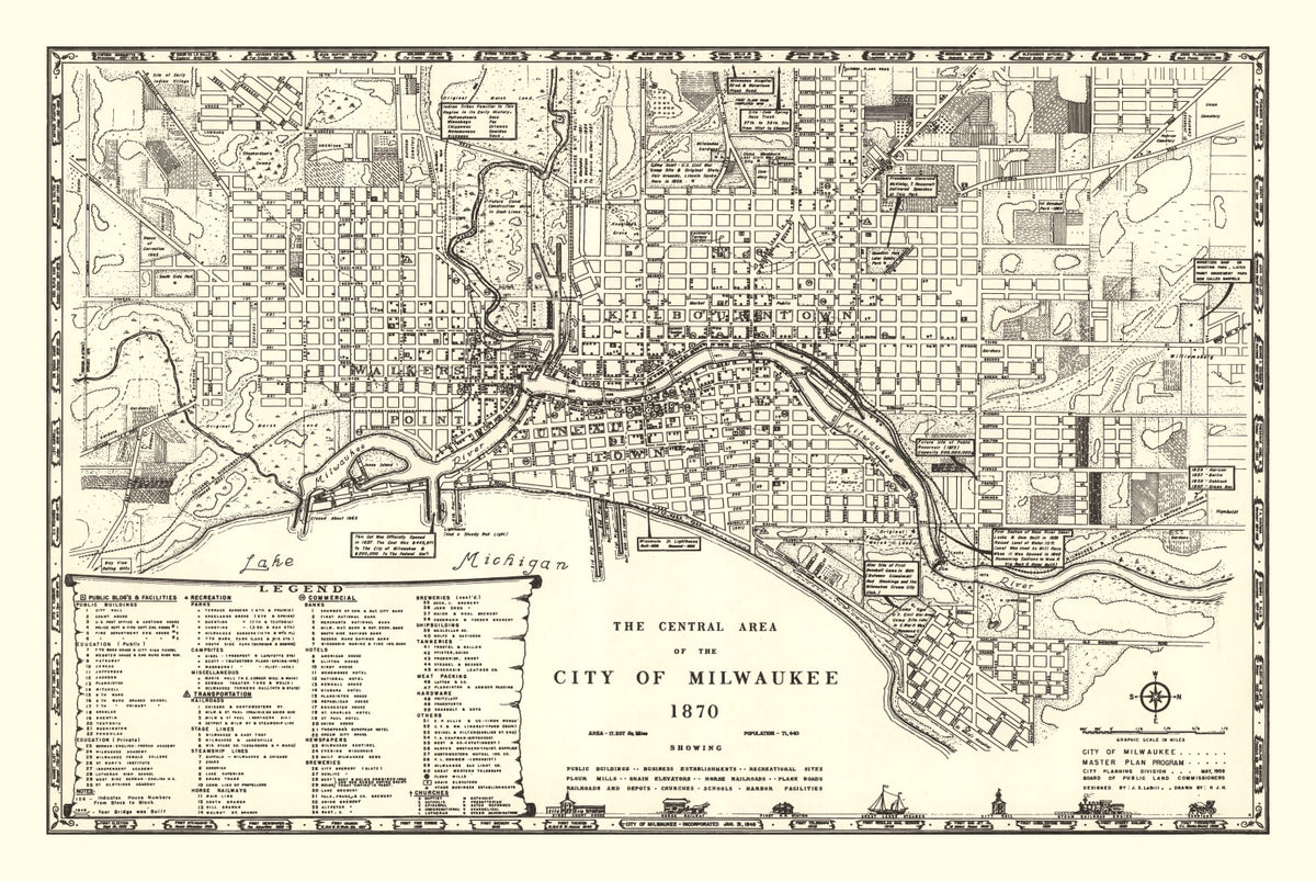 Preview of Vintage Map of Milwaukee, Wisconsin 1870