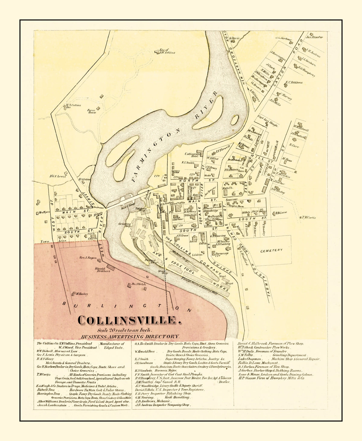 Preview of Vintage Map of Collinsville, Connecticut 1869